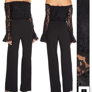 Off the Shoulder Lace & Crepe Jumpsuit
ADRIANNA PAPELL